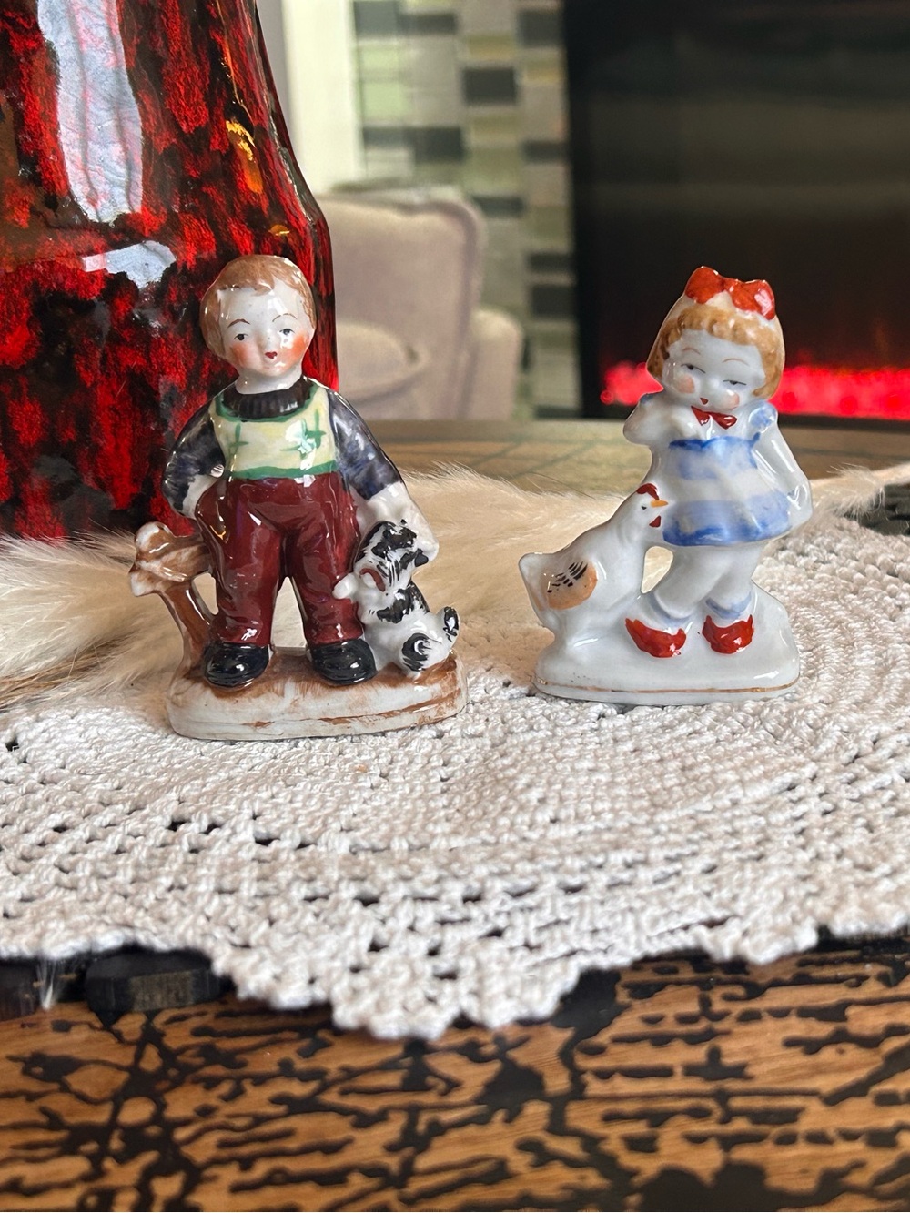 Vintage Occupied Japan Boy Girl Figurines | Hand Painted Porcelain Pair, Cottage